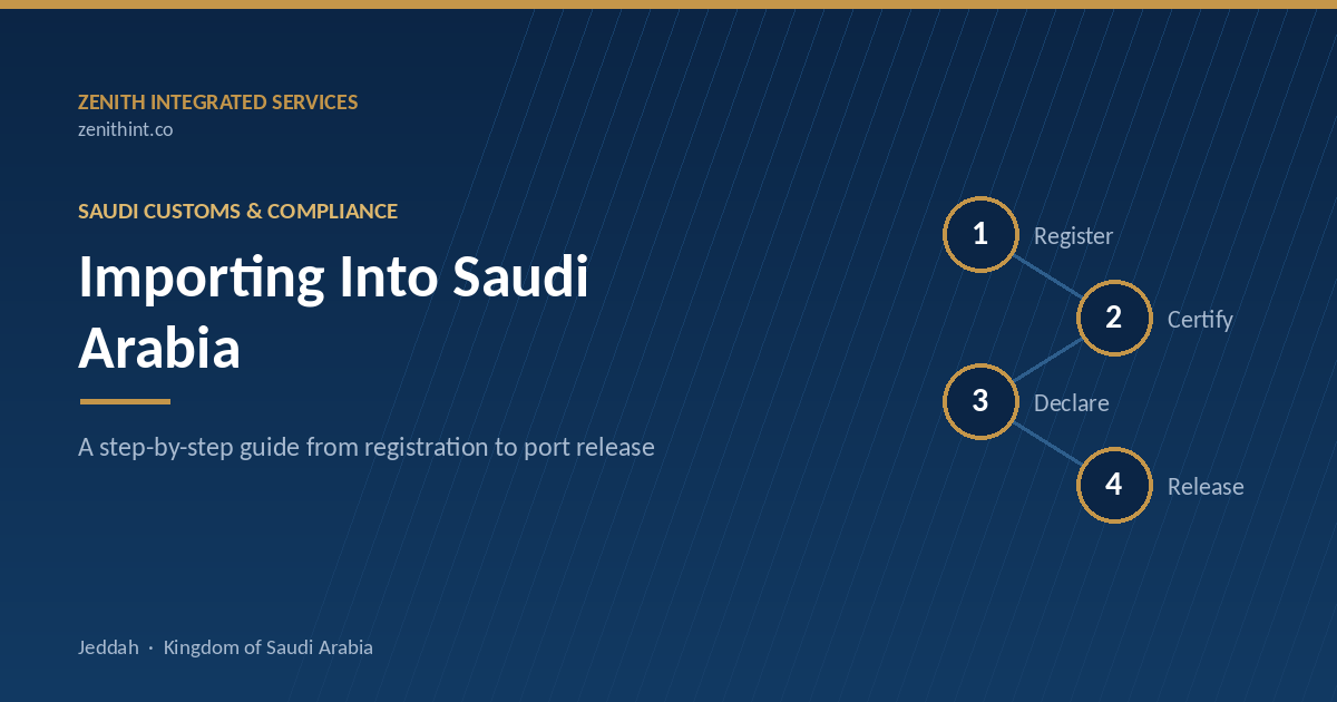 Four-step process for importing goods into Saudi Arabia: register, certify, declare and release