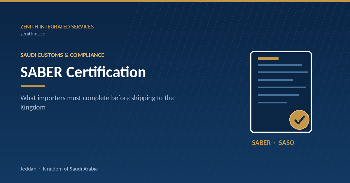 SABER certificate of conformity required by SASO for products imported into Saudi Arabia